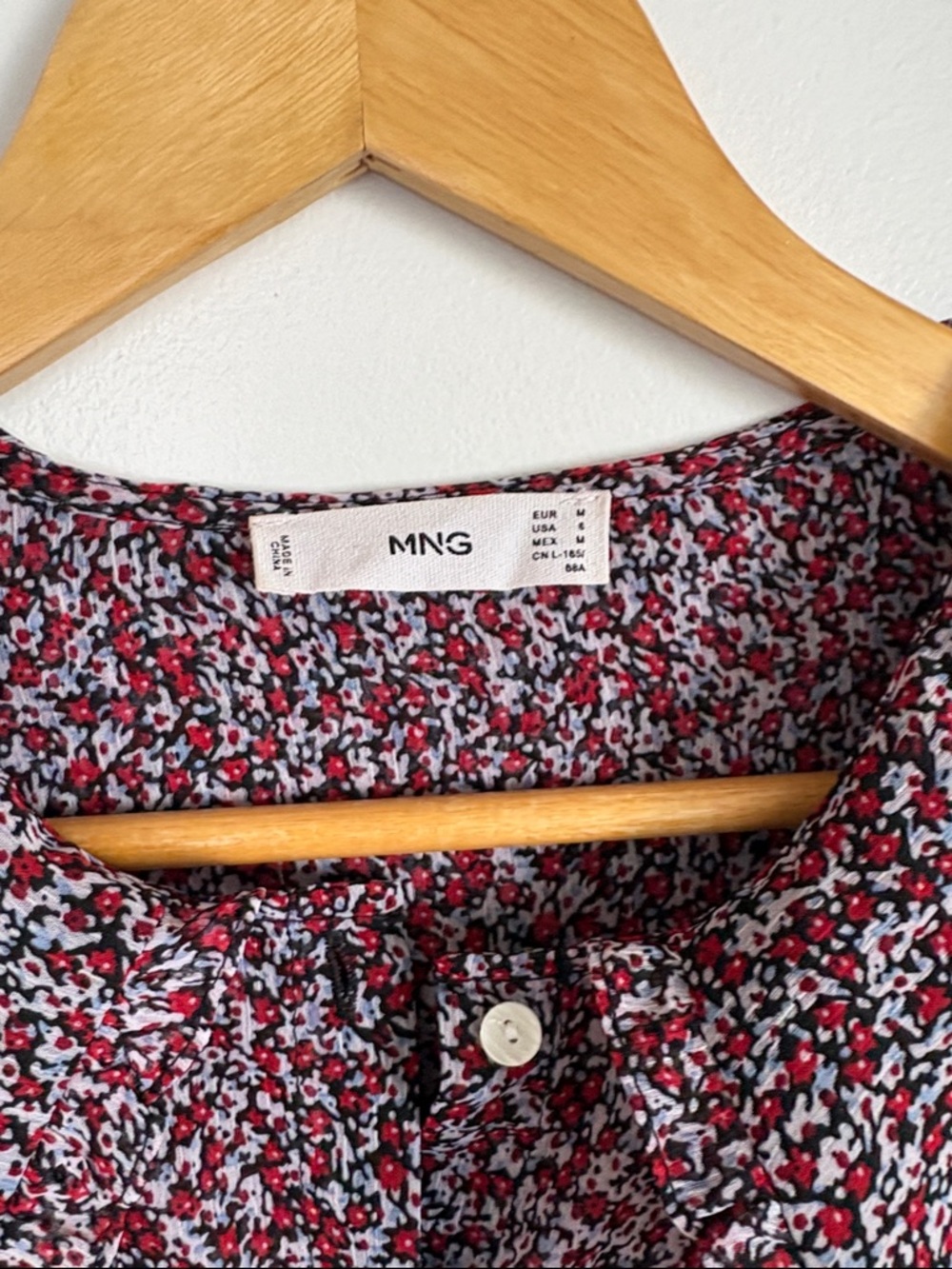 Mango Burgundy Floral Button-Up Blouse